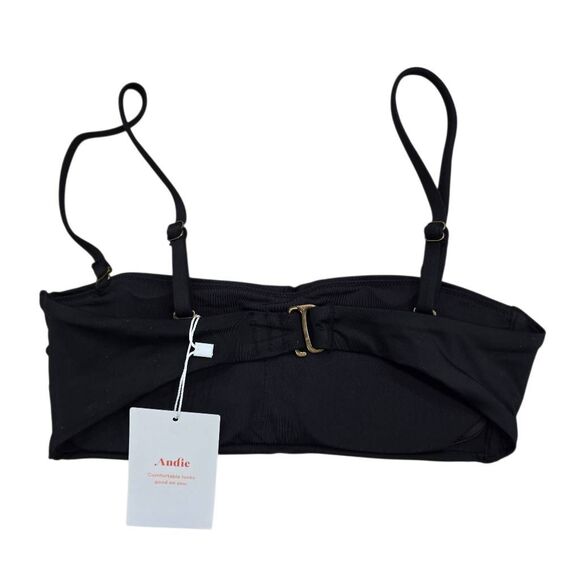 Andie The Bora Bora Bikini Swim Top Women's XS Black Bandeau Adjustable Straps - Picture 3 of 6